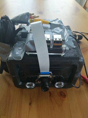 Top View of goggles (note RPi on top)