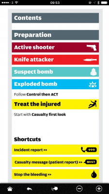 Screen shot of the app